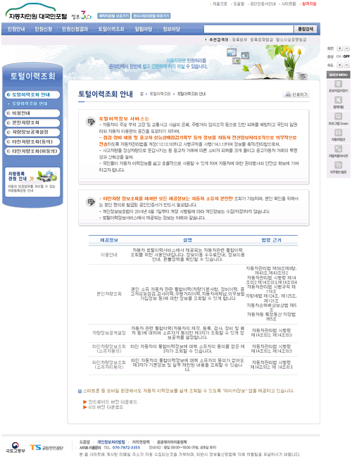 토털이력조회 : 토털이력조회 안내